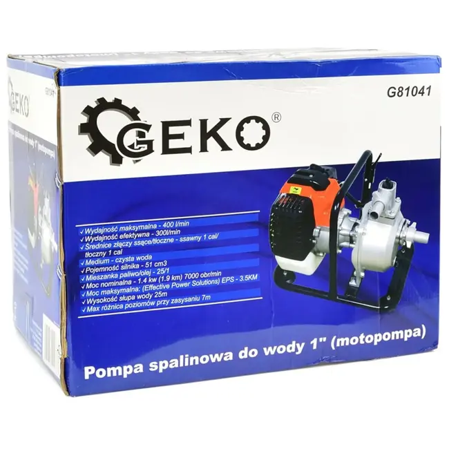 GEKO Krachtige waterpomp - 130 l/min - Compact en licht - 1 inch aansluiting