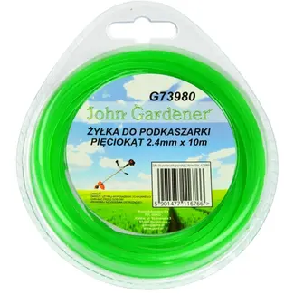 John Gardener Nylon maaidraad - pentagonaal - slijtvast - groen - 2,4 mm x 10 m