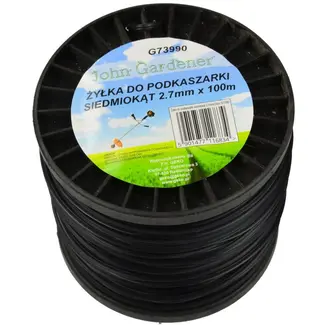 John Gardener Heptagonale nylondraad - 2.7 mm - 100 m - zwart - slijtvast en hoogwaardig