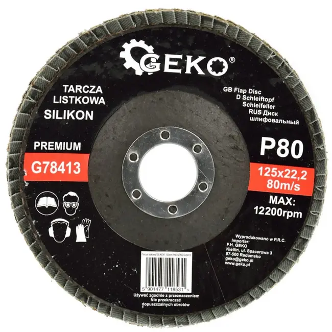 GEKO Silicon Carbide Schuurschijf - 125 mm - Grit 80 - Voor Steen en Glas - 10 stuks
