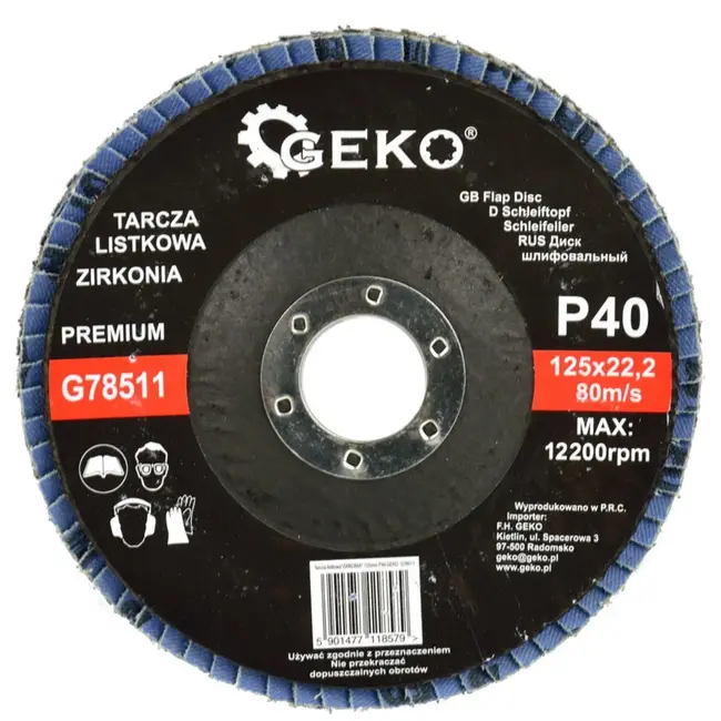 GEKO Zirconia schuurdisc - snelle snede - lange levensduur - 125 mm - korrel 40 - 10 stuks