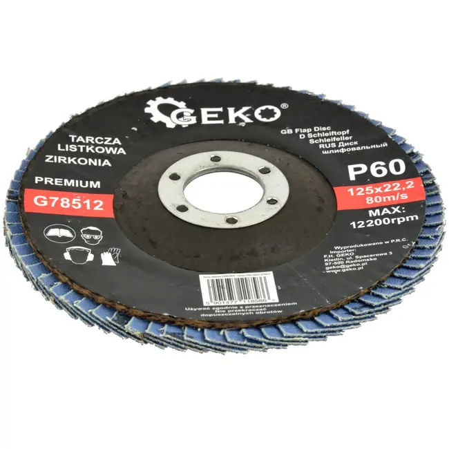 GEKO Zirconia schuurdisc - 125 mm - korrel 60 - zelfslijpend - hittebestendig - 10 stuks