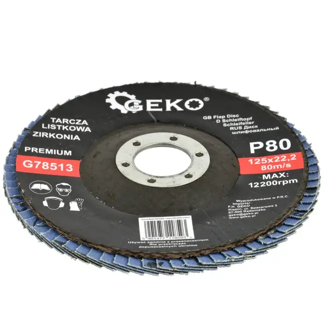 GEKO Zirconia schuurdisc - 125 mm - Grit 80 - Zelfslijpend - Hittebestendig - 10 stuks