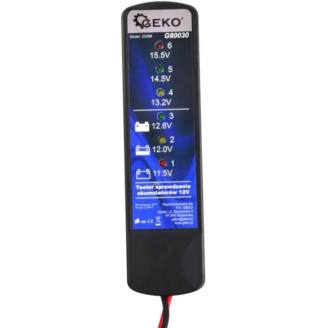GEKO 12V accutester - LED-indicatoren - Digitaal - Geen externe voeding nodig