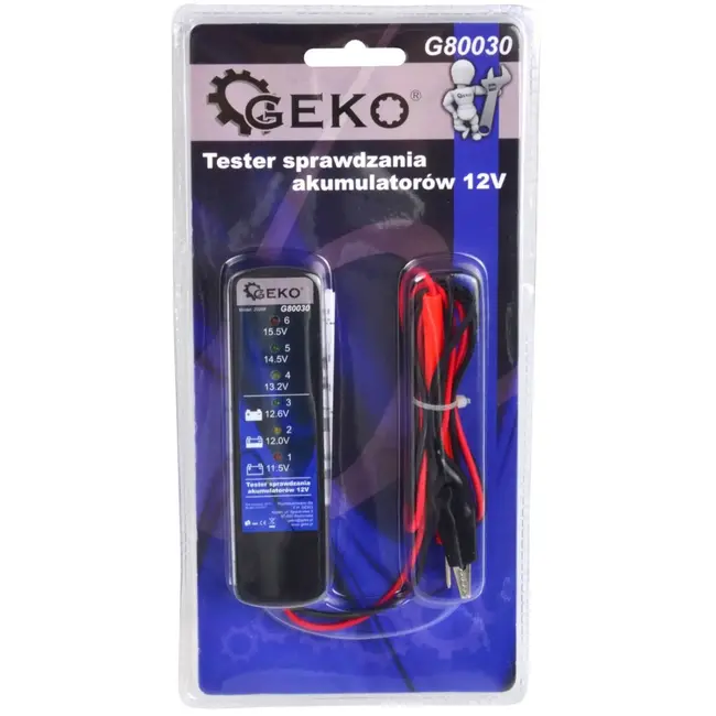 GEKO 12V accutester - LED-indicatoren - Digitaal - Geen externe voeding nodig