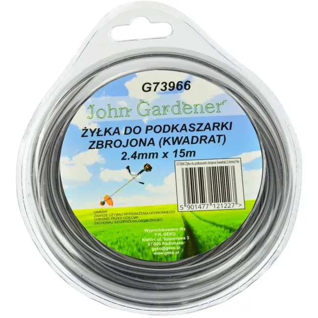 GEKO Nylon trimmerlijn - vierkant - 2,4 mm x 15 m - versterkt - slijtvast