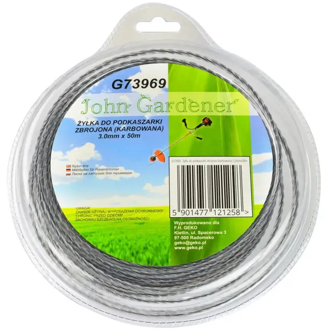 John Gardener Nylon lijn - 3,0 mm - 50 m - Geribbeld - Versterkt