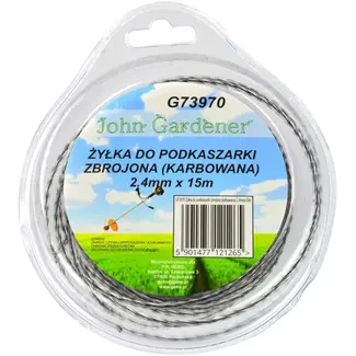 John Gardener Nylon lijn - 2,4 mm dik - 15 m lang - Geribbeld - Versterkt