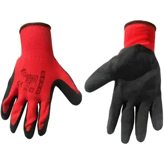 GEKO Katoenen werkhandschoenen - latex coating - maat 9 - rood - 12 stuks