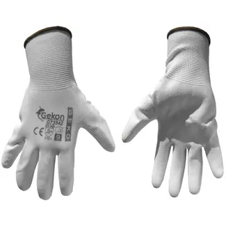 GEKO Katoenen werkhandschoenen - PU-coating - maat 9 - wit - 12 stuks