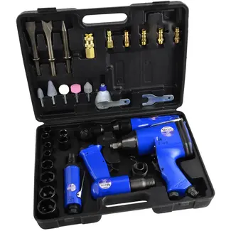 GEKO 33-delige pneumatische gereedschapsset - veelzijdig en krachtig - inclusief slagmoersleutel en ratelsleutel