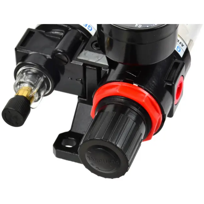 GEKO Luchtdrukregelaar met waterafscheider - 1/4" - 500 l/min - 0,5-9 bar