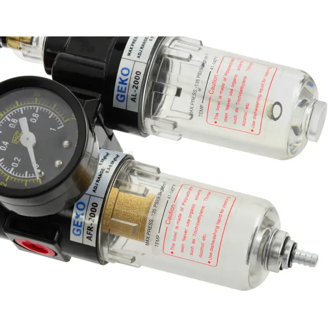 GEKO Luchtdrukregelaar met waterafscheider - 1/4" - 500 l/min - 0,5-9 bar