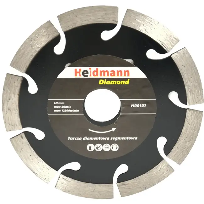 Heidmann Diamantschijf - Gesegmenteerd - 125 mm - Voor beton en steen - Zwart