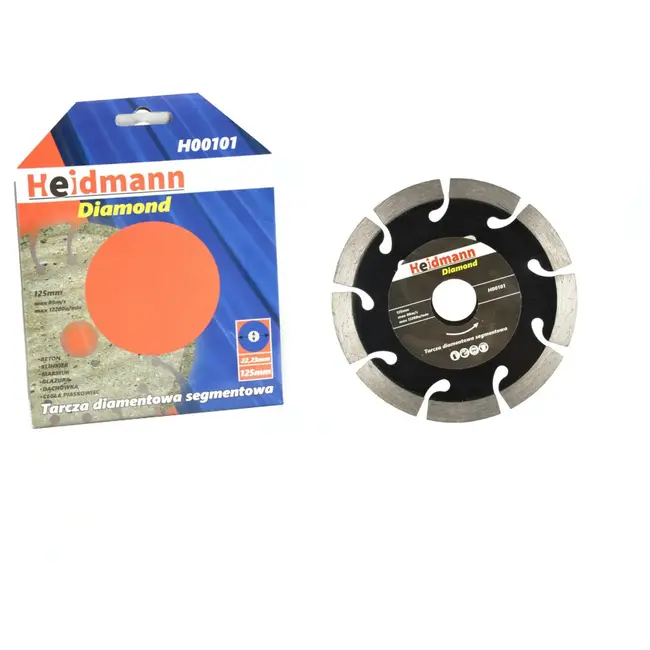 Heidmann Diamantschijf - Gesegmenteerd - 125 mm - Voor beton en steen - Zwart