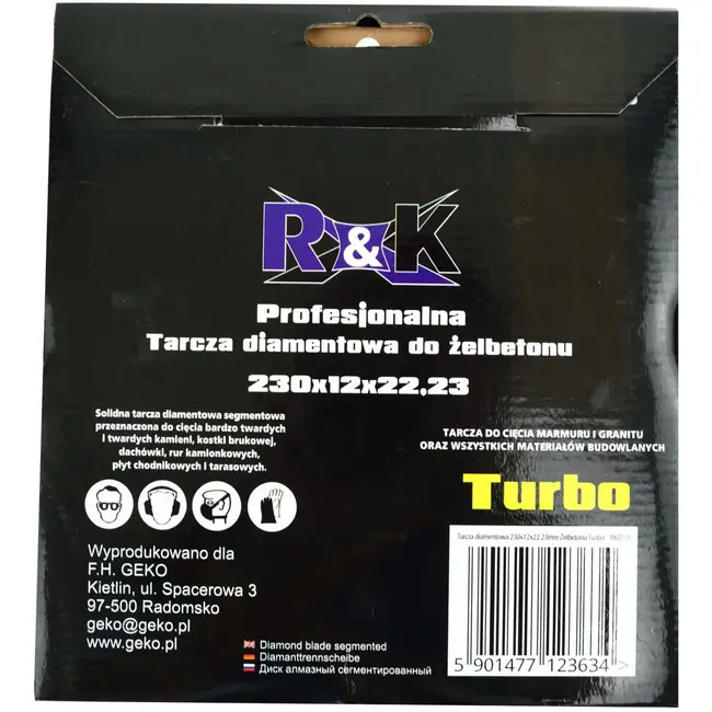 GEKO Diamantzaagblad - Turbo Segment - 230 mm - Universeel Droog/Nat Snijden