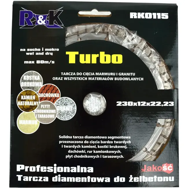 GEKO Diamantzaagblad - Turbo Segment - 230 mm - Universeel Droog/Nat Snijden