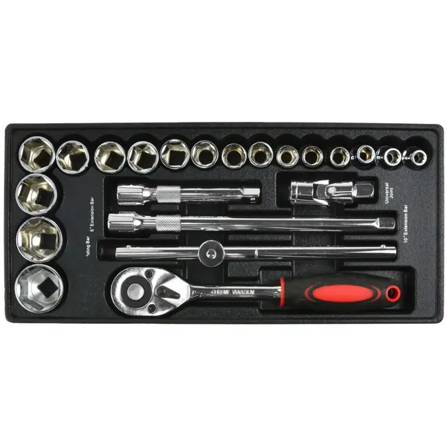 GEKO Socket set - 22-delig - Chroom-vanadium staal - Corrosiebestendig - 1/2" aansluiting