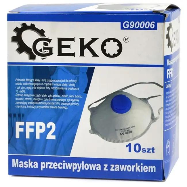 GEKO Stofmasker FFP2 - Ventiel - Ergonomische pasvorm - 10 stuks - Niet herbruikbaar