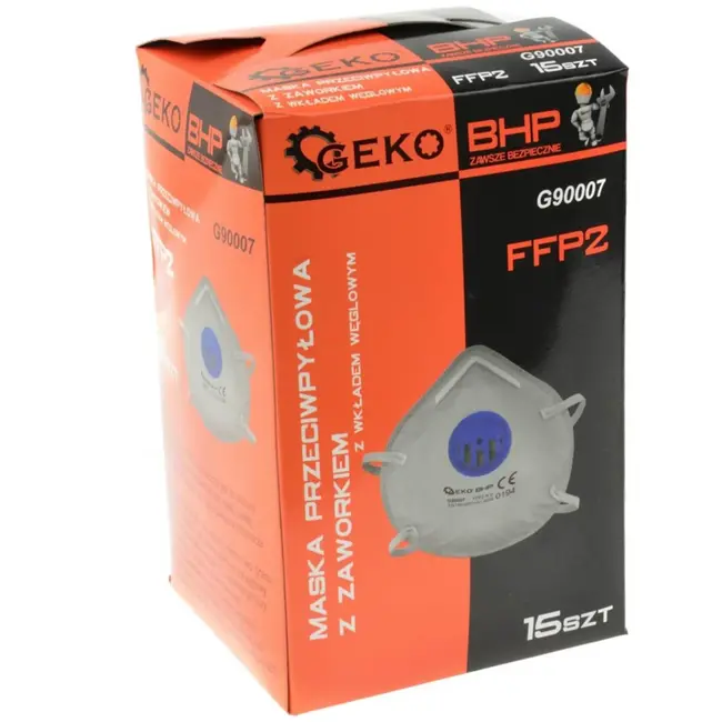 GEKO Stofmasker FFP2 - Geactiveerde Koolstof - Ventiel - Ergonomische Pasvorm - 15 Stuks