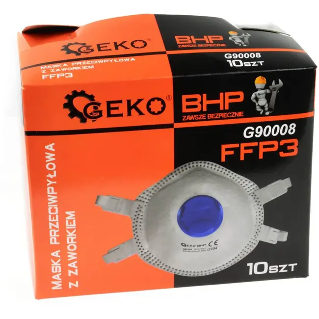 GEKO Stofmasker FFP3 - Ergonomisch - Met Uitademventiel - 10 stuks
