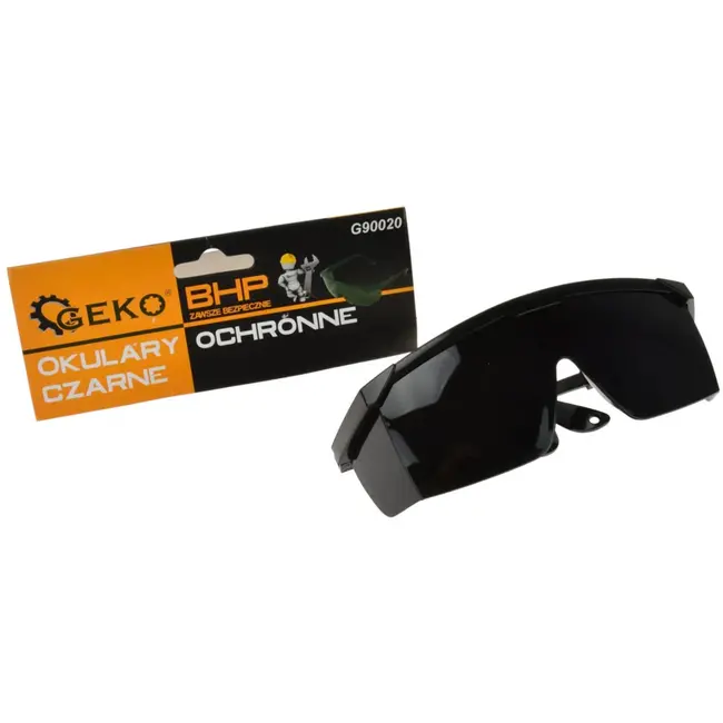 GEKO Verstelbare veiligheidsbril - polycarbonaat lens - zwart - zijbescherming - verstelbare pootjes