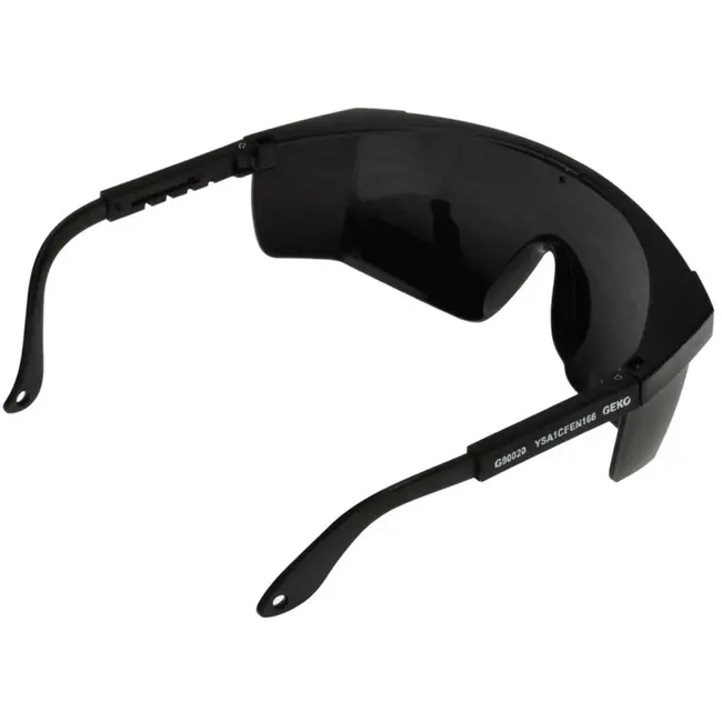 GEKO Verstelbare veiligheidsbril - polycarbonaat lens - zwart - zijbescherming - verstelbare pootjes