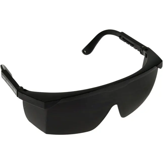 GEKO Verstelbare veiligheidsbril - polycarbonaat lens - zwart - zijbescherming - verstelbare pootjes