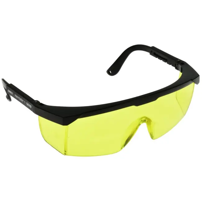 GEKO Veiligheidsbril - Geel - Polycarbonaat Lens - Verstelbare Pootjes - Zijbescherming