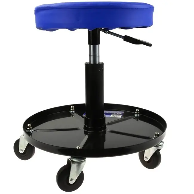 GEKO Verstelbare werkplaatskruk - Stalen constructie - Draaibare wielen - Max. 136 kg - Zwart