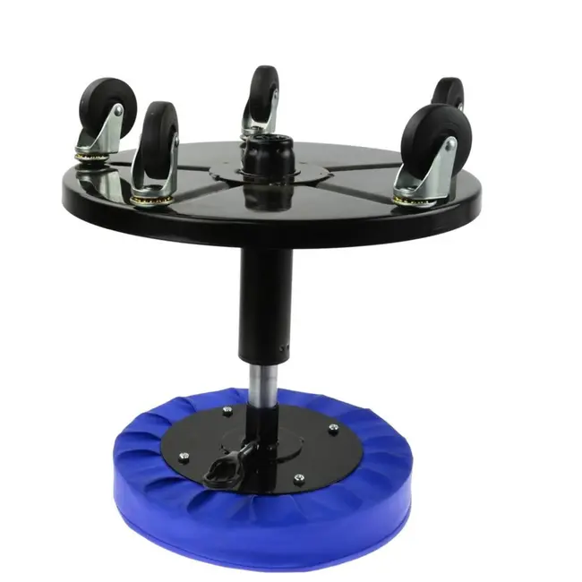 GEKO Verstelbare werkplaatskruk - Stalen constructie - Draaibare wielen - Max. 136 kg - Zwart