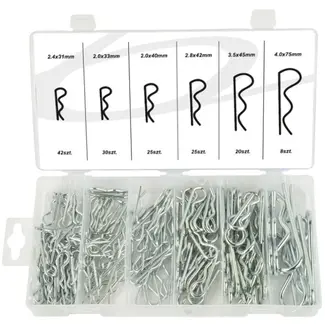GEKO Assortiment stalen borgclips - 6 maten - 150 stuks - Duurzaam en eenvoudig op te bergen