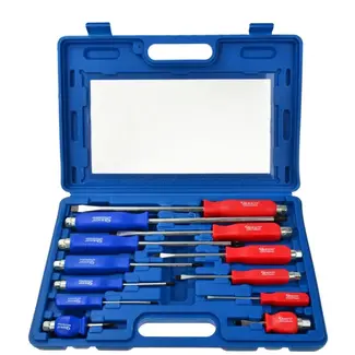 GEKO Mechanische schroevendraaierset - 12-delig - CrV staal - Ergonomisch ontwerp - Magnetische punt