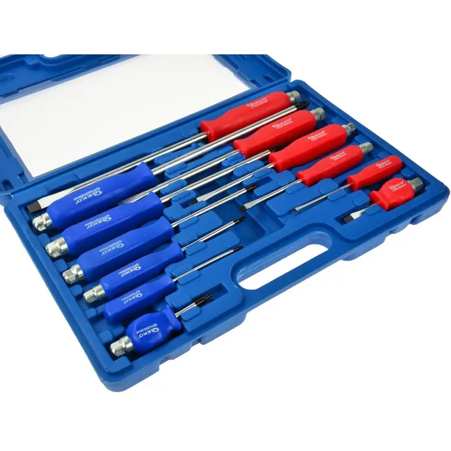 GEKO Mechanische schroevendraaierset - 12-delig - CrV staal - Ergonomisch ontwerp - Magnetische punt