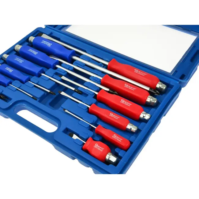 GEKO Mechanische schroevendraaierset - 12-delig - CrV staal - Ergonomisch ontwerp - Magnetische punt