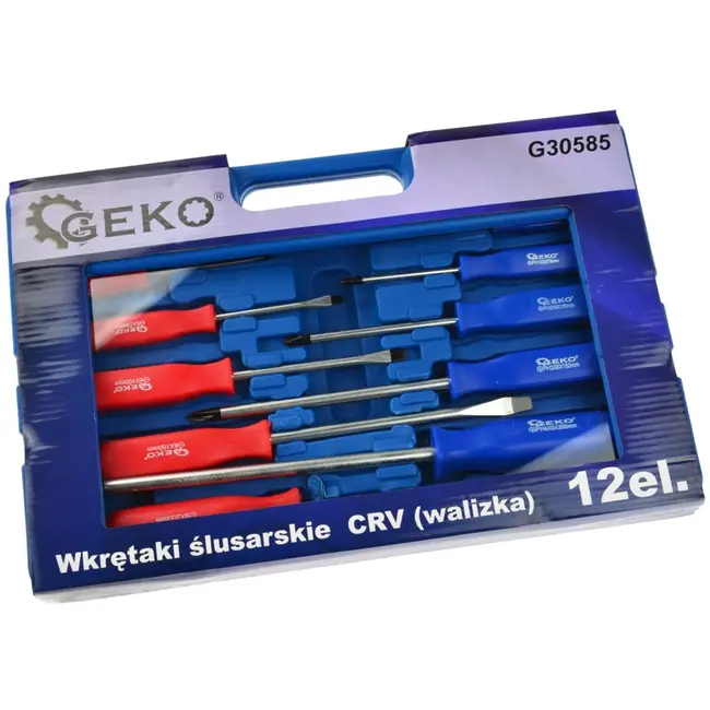 GEKO Mechanische schroevendraaierset - 12-delig - CrV staal - Ergonomisch ontwerp - Magnetische punt