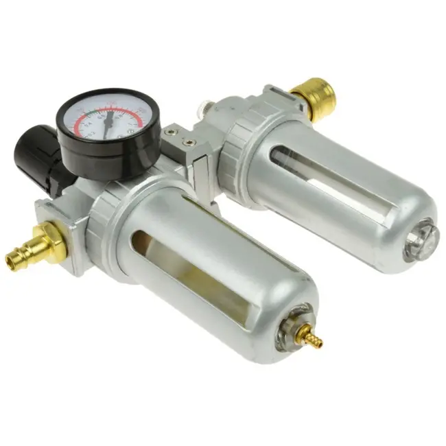 GEKO Luchtfilterregelaar met smeerfunctie - 2-traps - 1/2" aansluiting - met manometer