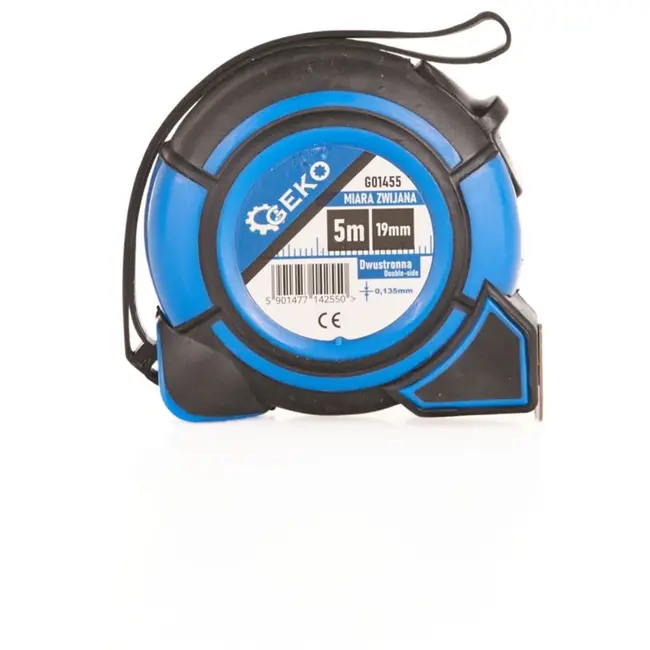 GEKO Dubbelzijdige meetlint - 5m x 19mm - Vergrendelbaar - Lichtgewicht - Antislip haak - 12 stuks