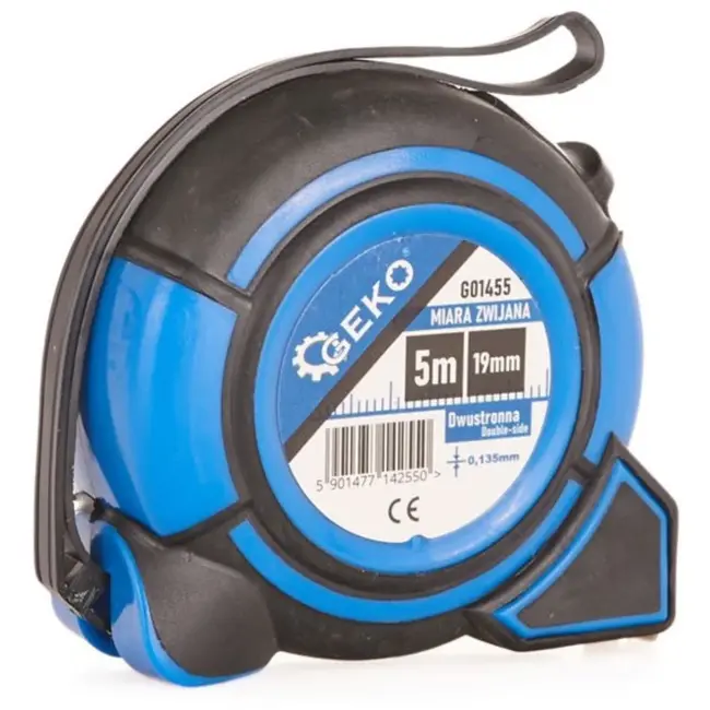 GEKO Dubbelzijdige meetlint - 5m x 19mm - Vergrendelbaar - Lichtgewicht - Antislip haak - 12 stuks