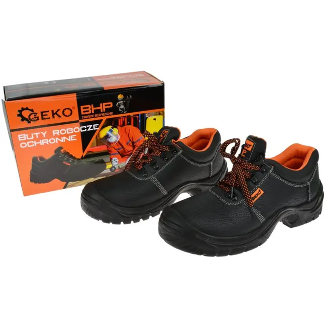 GEKO Veiligheidsschoenen - Zwart Leer - Antislip - Ademend - Maat 39