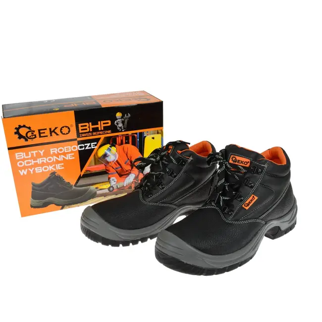 GEKO Veiligheidsschoenen - Zwart Leer - Antislip & Oliebestendig - Maat 39