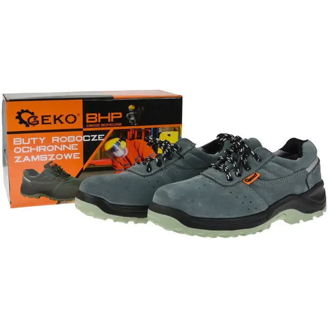 GEKO Grijze suède veiligheidsschoenen - stalen neus - maat 40 - antislip en olie-resistent