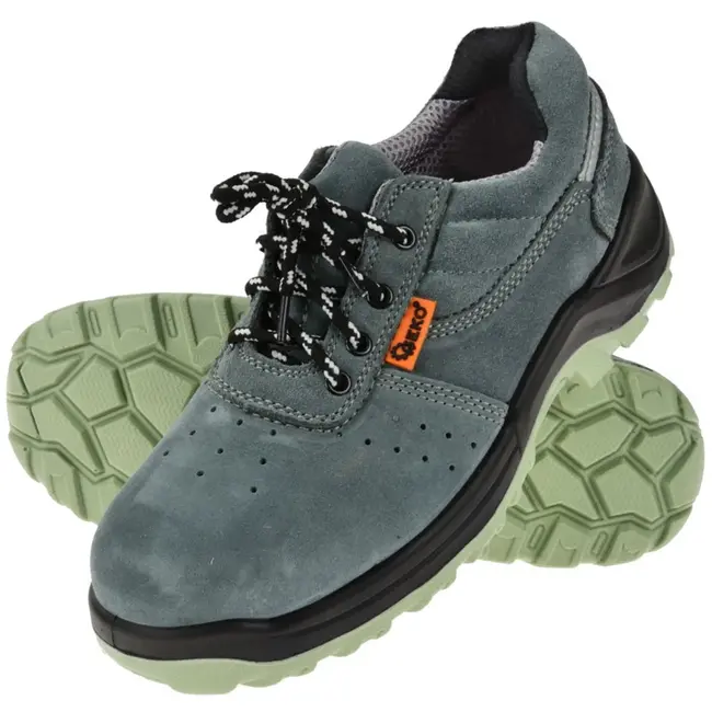 GEKO Grijze suède veiligheidsschoenen - stalen neus - maat 47 - antislip en oliebestendig