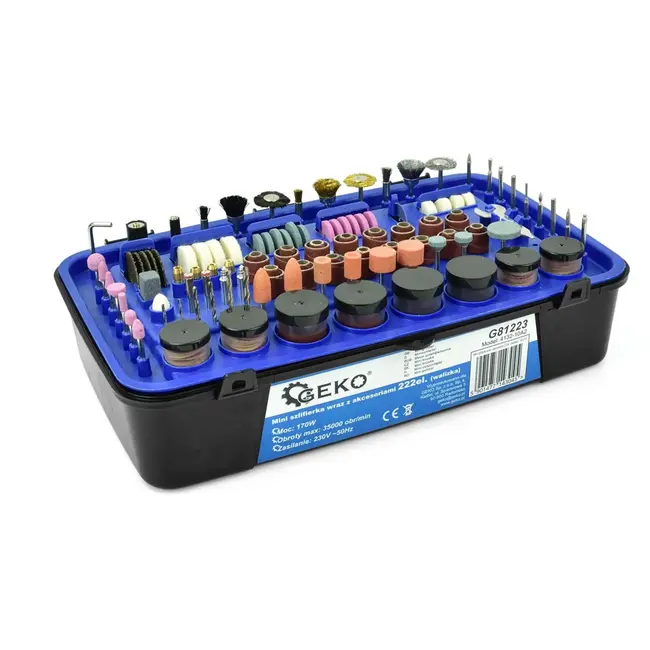 GEKO Rotary tool - 170W motor - Flexibele as - 222-delige accessoireset