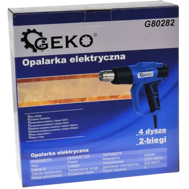 GEKO Hete luchtpistool - 2000W - 2 temperatuurinstellingen - Inclusief 4 accessoires