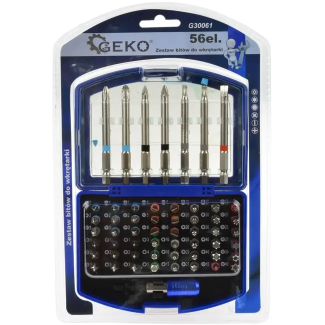 GEKO Boor- en schroefbitset - 56-delig - CrV staal - 25 mm & 75 mm bits