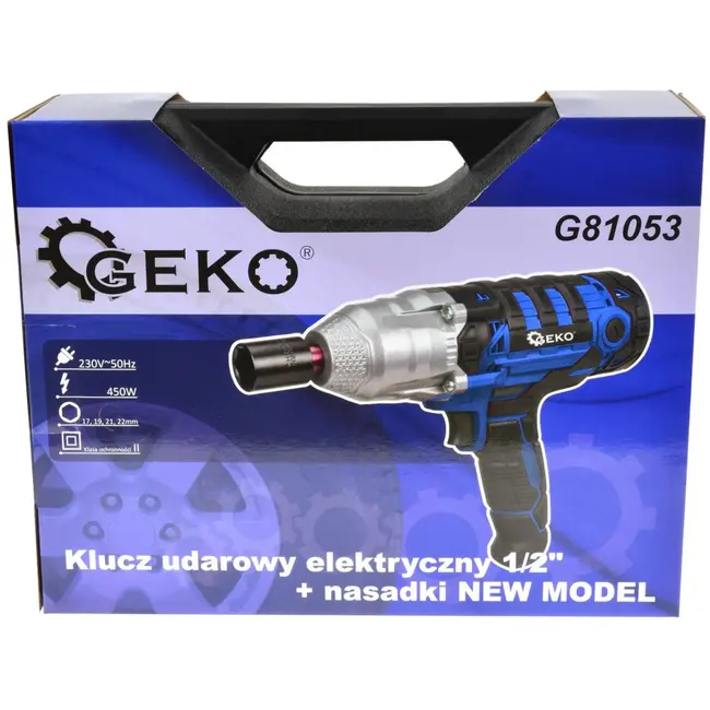 GEKO Elektrische slagmoersleutel - 450W - 720 Nm koppel - Inclusief 4 doppen - 230V