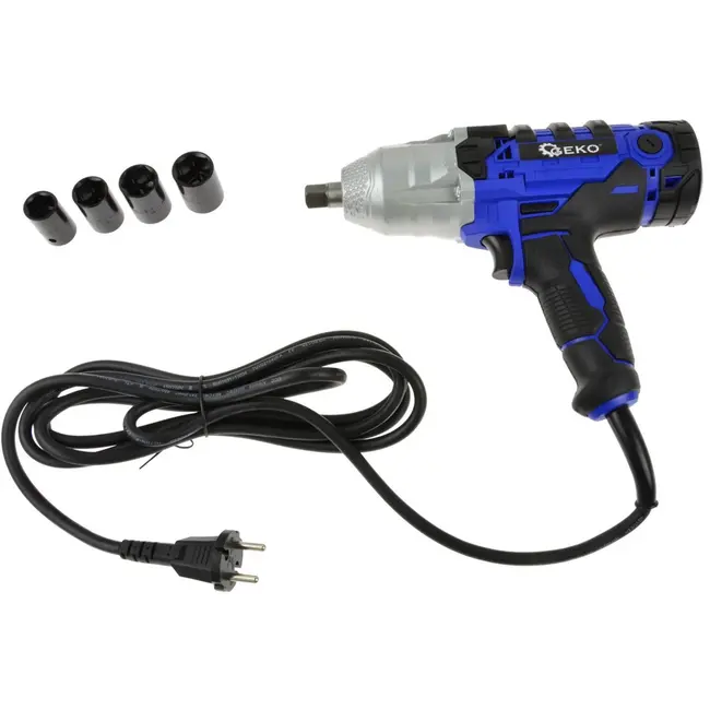 GEKO Elektrische slagmoersleutel - 450W - 720 Nm koppel - Inclusief 4 doppen - 230V