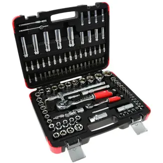 Tvardy Gereedschapsset - Chroomgepolijst - 108-delig - CRV Staal - 1/2" & 1/4" Aandrijving Tvardy Gereedschapsset - Chroomgepolijst - 108-delig - CRV Staal - 1/2" & 1/4" Aandrijving