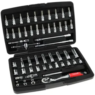 Tvardy Mechanische gereedschapsset - gepolijst chroom - 56-delig - duurzaam staal